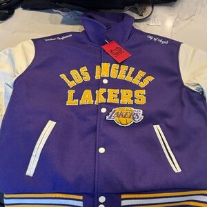 NBA Los Angeles Lakers Purple and White Varsity Jacket